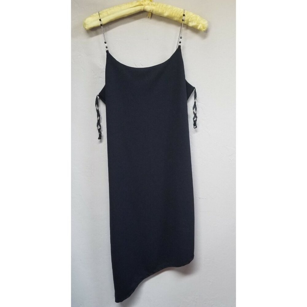 New American Cruiser Size Medium Sleeveless Chain Strap Asymmetric Dress Black